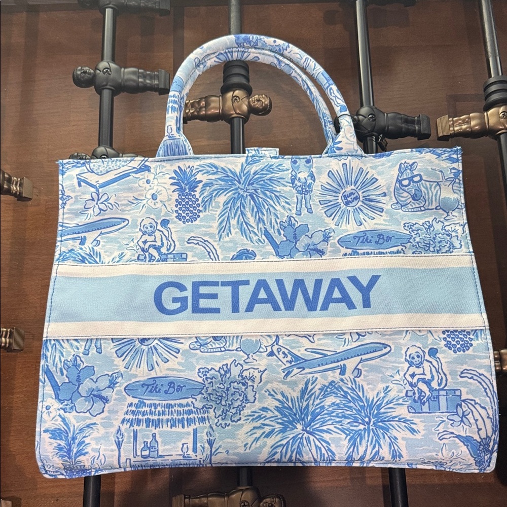 London Fog Blue Patterned Tote